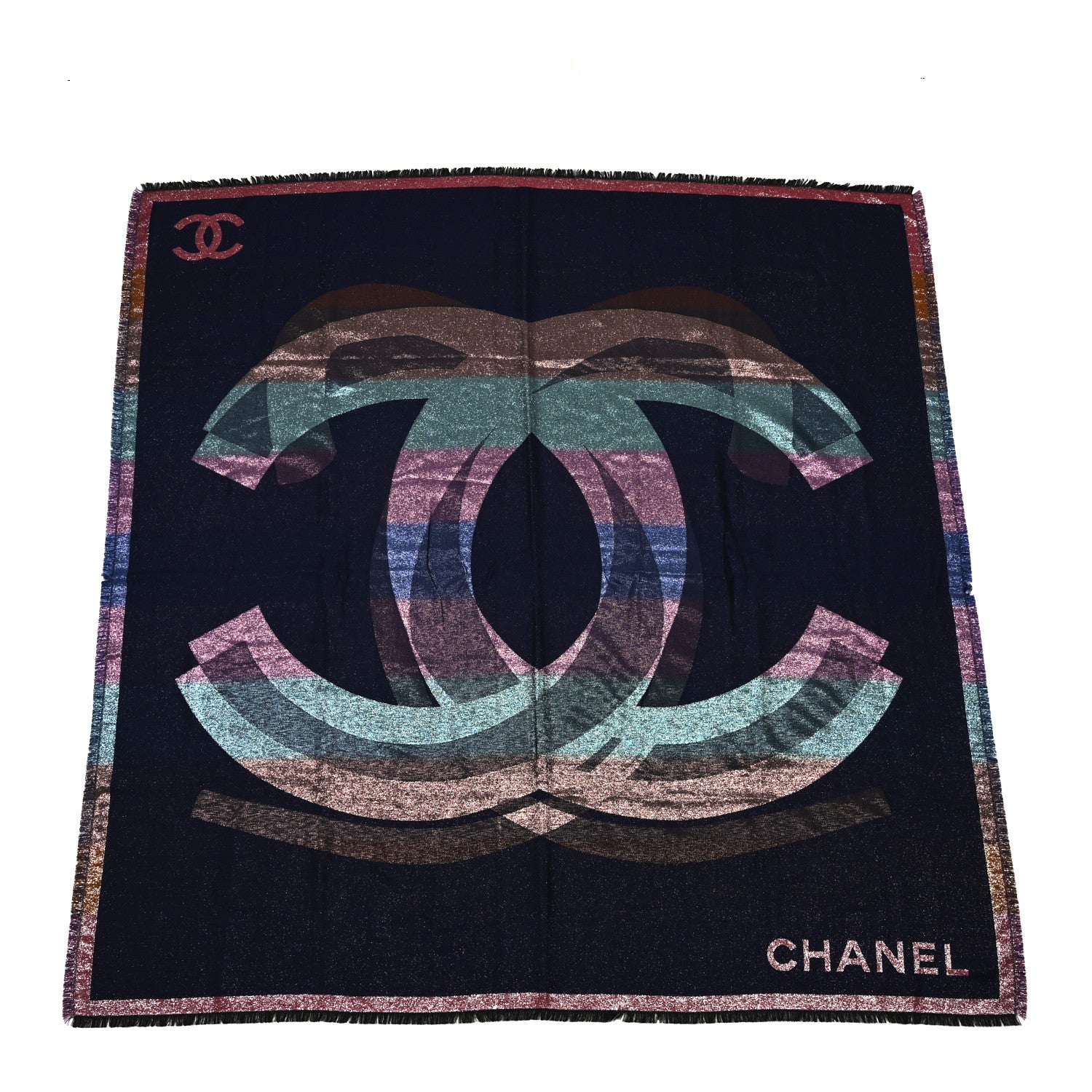 Chanel Cashmere Silk Blend Metallic CC Scarf Multicolor 1 of 5