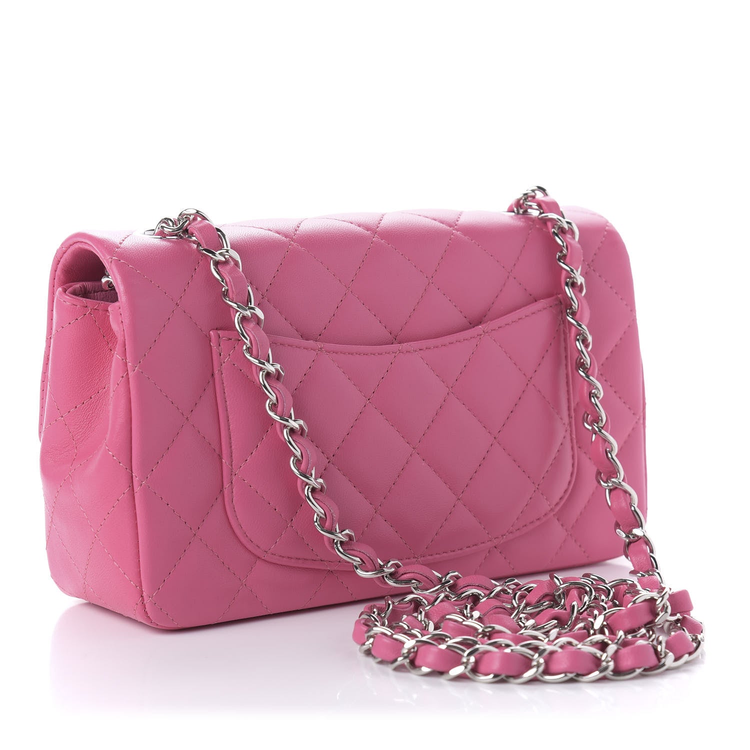 Chanel Lambskin Quilted Mini Rectangular Flap Dark Pink 3 of 11