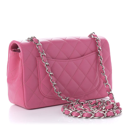 Chanel Lambskin Quilted Mini Rectangular Flap Dark Pink 3 of 11