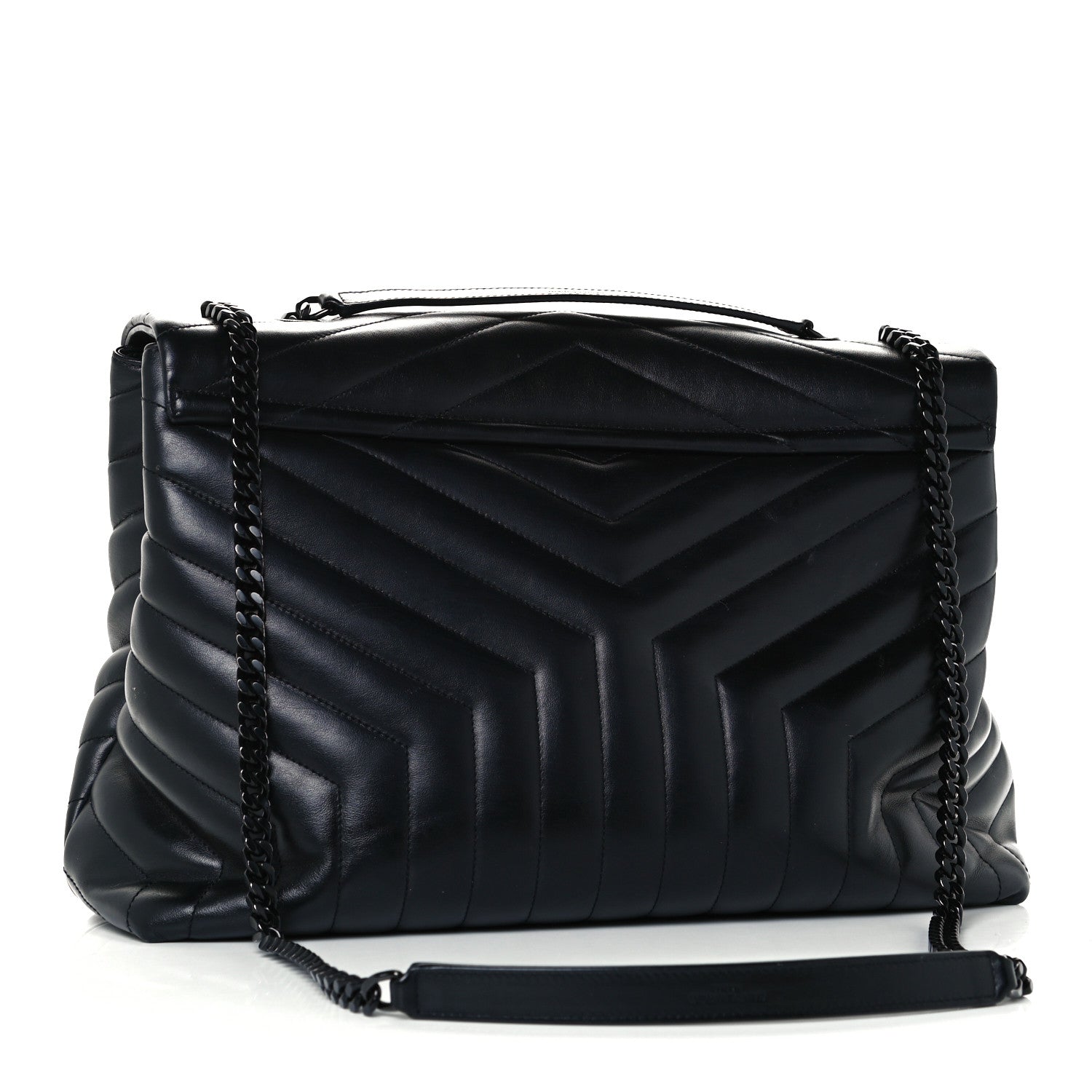 Saint Laurent Calfskin Y Quilted Monogram Large Loulou Chain Satchel Black 2 of 10