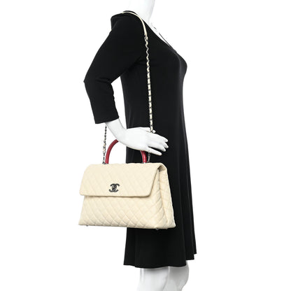 Chanel Caviar Lizard Quilted Medium Coco Handle Flap Ivory 2 of 12