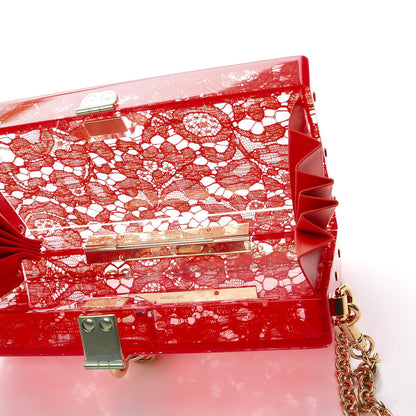Dolce & Gabbana Plexiglass Lace Dolce Box Clutch Red 6 of 7
