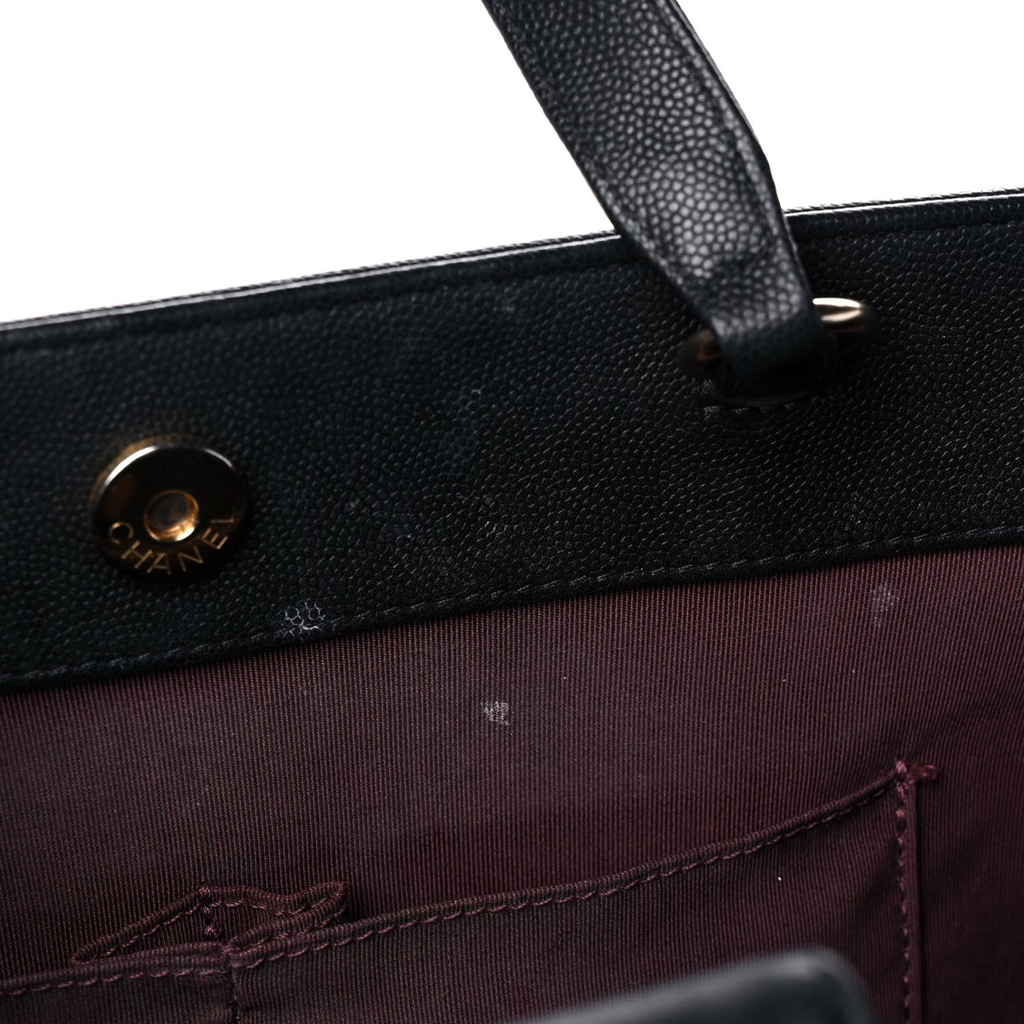Grained Calfskin Stitched Lady Coco Top Handle Tote Black