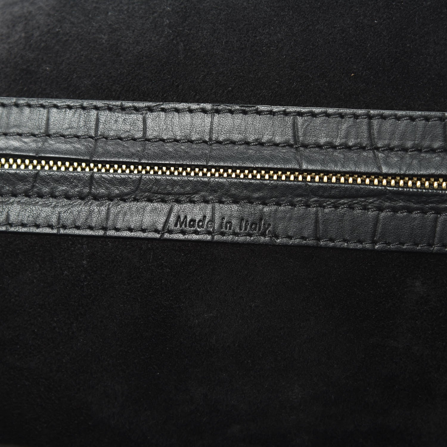 Celine Crocodile Embossed Calfskin Medium Phantom Luggage Black 7 of 14