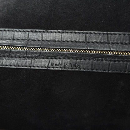 Celine Crocodile Embossed Calfskin Medium Phantom Luggage Black 7 of 14