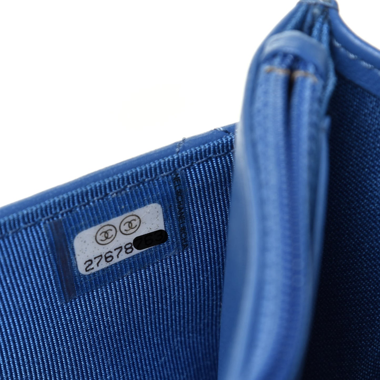 Lambskin Quilted Wallet On Chain WOC Light Blue