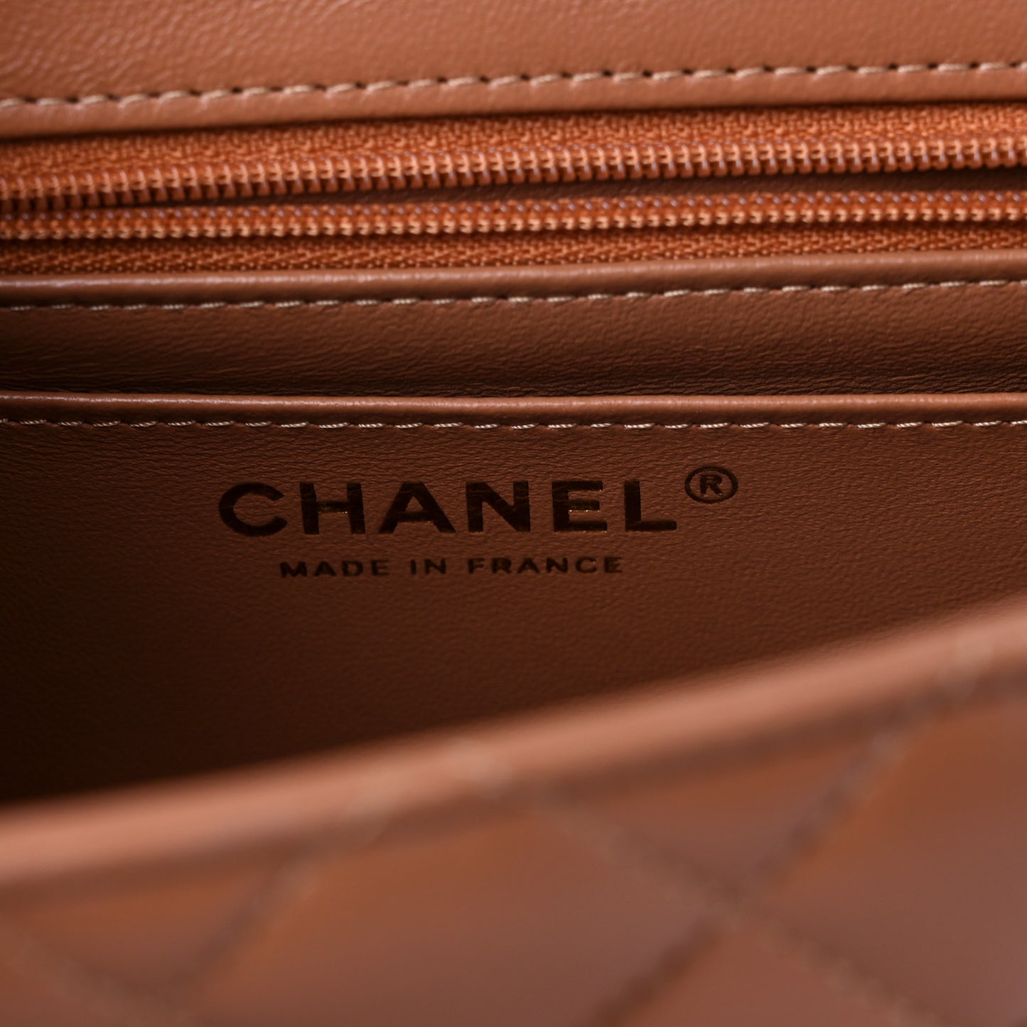 Lambskin Quilted Mini Square Flap Brown