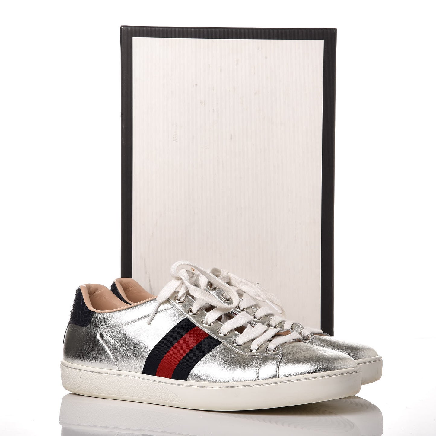 Metallic Nappa Silk Ayers Web Womens Ace Sneakers 37 Silver