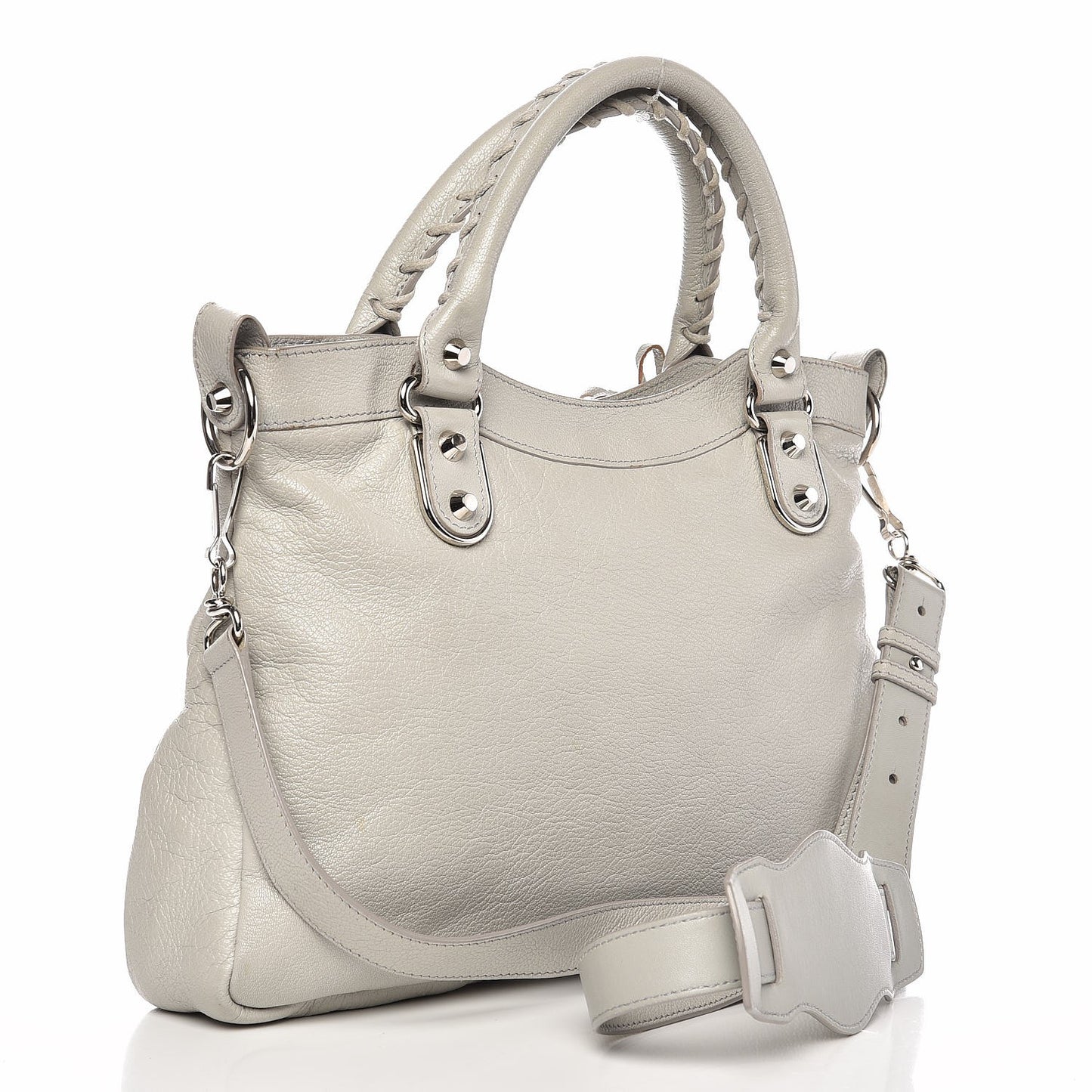 Chevre Silver Metallic Edge Hardware Town Gris Perle
