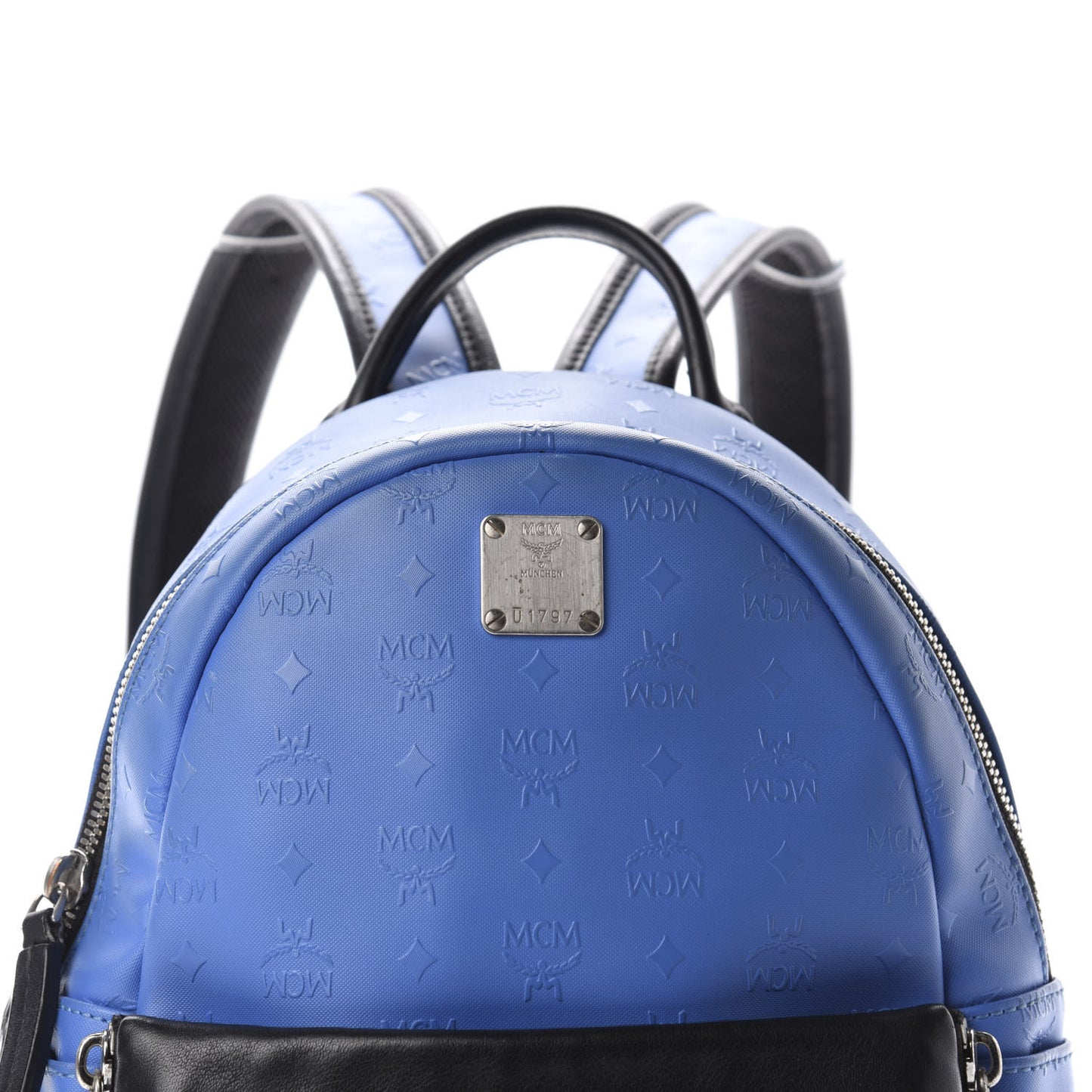 Calfskin Visetos Diamond Printed Small Backpack Blue