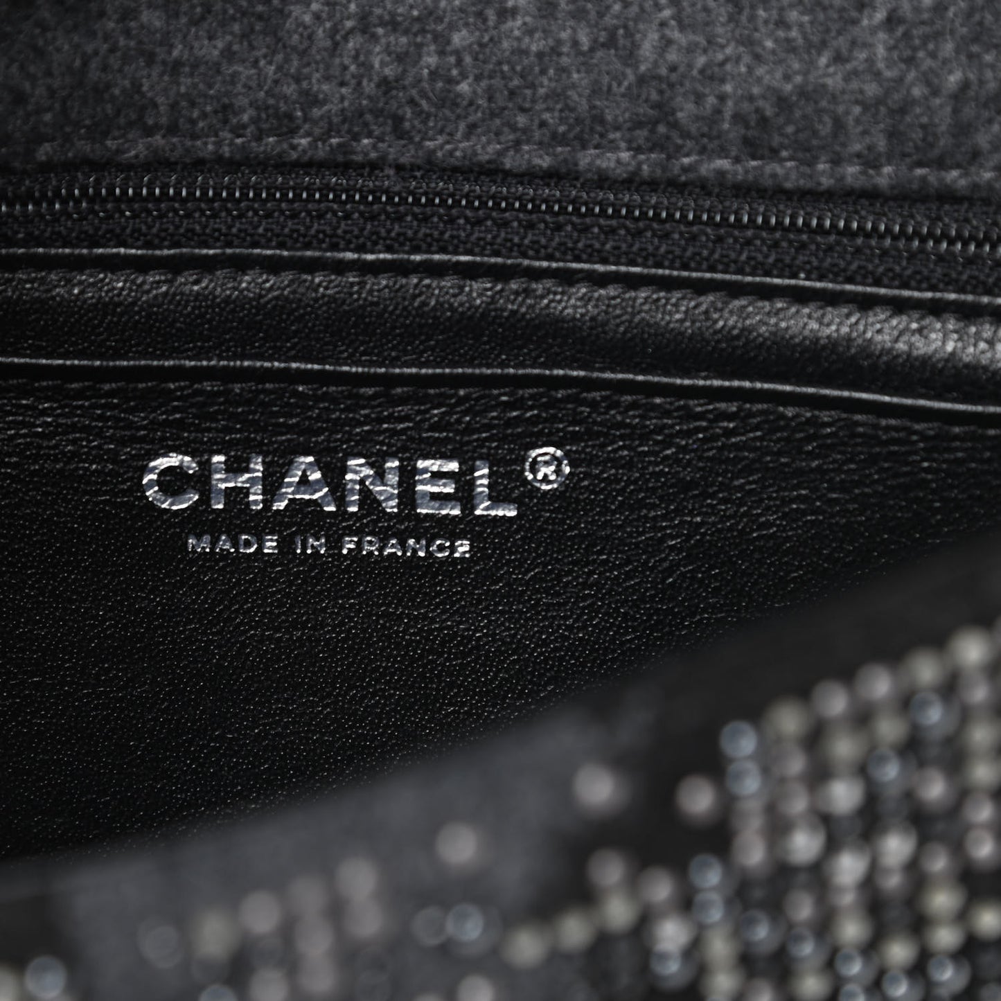 Wool Velvet Crystal Studded Mini Rectangular Flap Grey Black