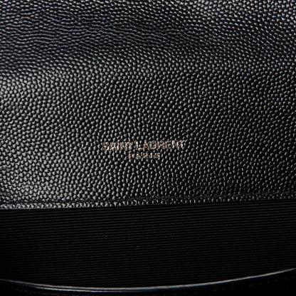 Saint Laurent Grain De Poudre Textured Mixed Matelasse Triquilt Small Monogram Monochrome Satchel Black 6 of 11