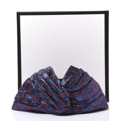 Gucci Metallic Lurex Silk GG Supreme Headband S Blue Red 6 of 6