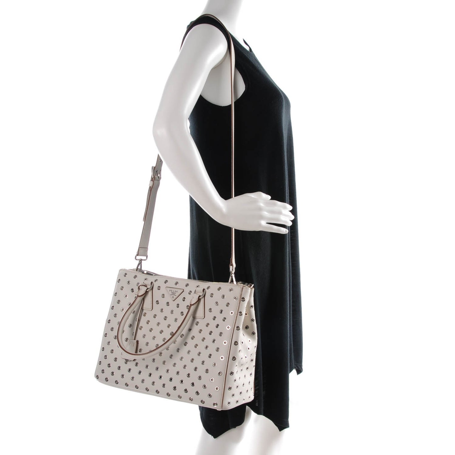 City Calf Grommet Large Double Zip Tote Talco
