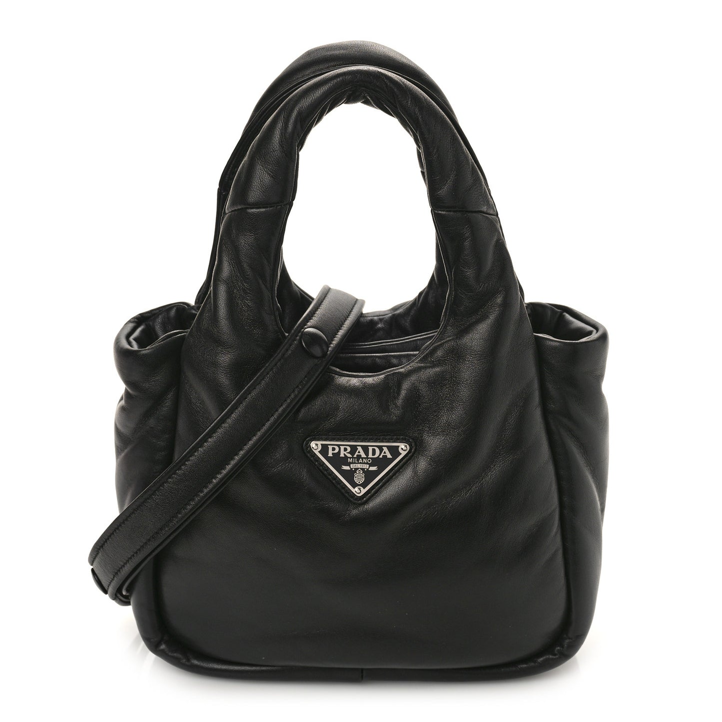 Nappa Soft Padded Small Double Handled Shoulder Bag Black