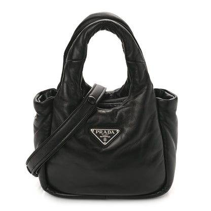 Prada Nappa Soft Padded Small Double Handled Shoulder Bag Black 1 of 8
