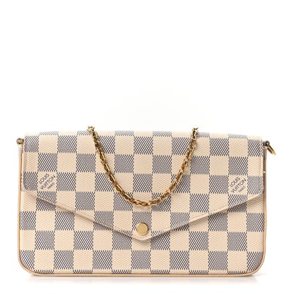 Louis Vuitton Damier Azur Pochette Felicie Chain Wallet Rose Ballerine 1 of 10