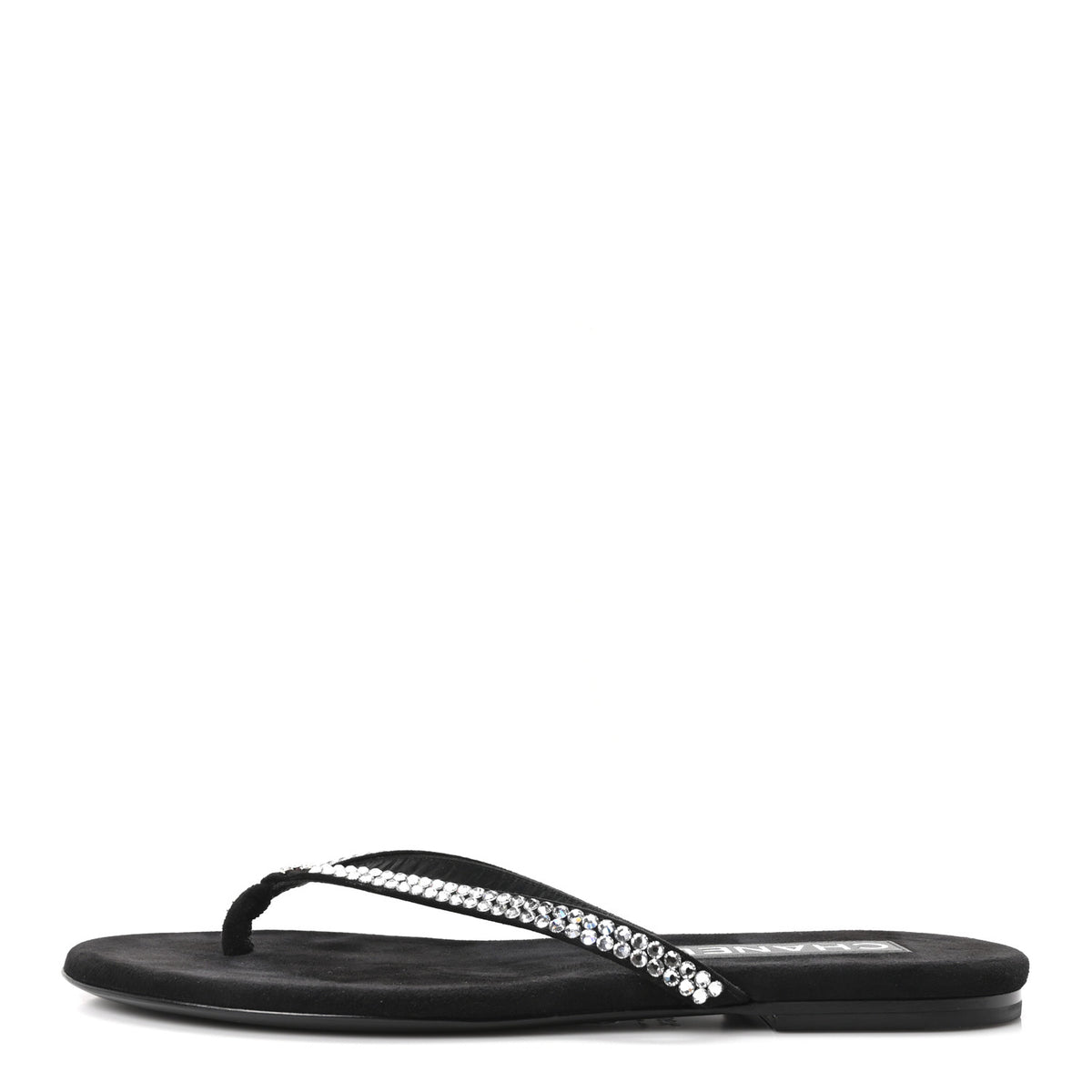 Velvet Crystal CC Thong Sandals 36.5 Black
