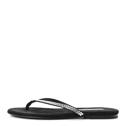 Chanel Velvet Crystal CC Thong Sandals 36.5 Black 1 of 9