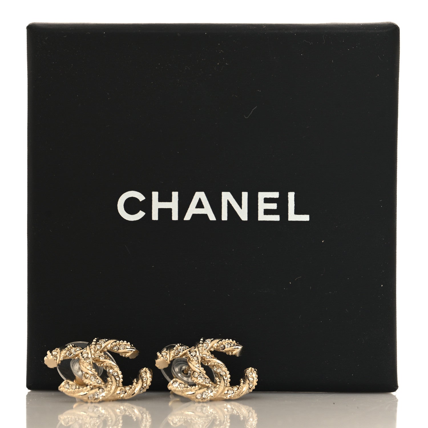 Chanel Crystal Twisted CC Earrings Gold 5 of 5