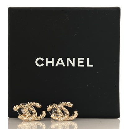 Chanel Crystal Twisted CC Earrings Gold 5 of 5