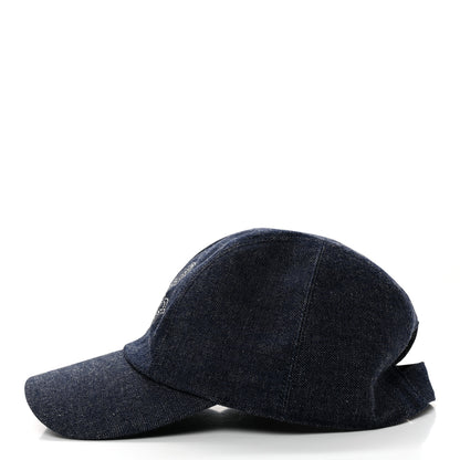 Hermes Cotton Denim Embroidered Davis Emile Hat 58 Indigo 4 of 9