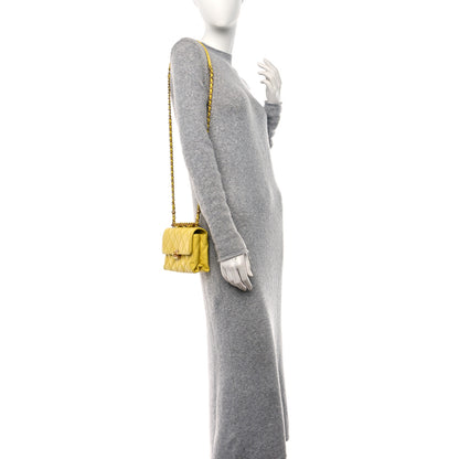 Chanel Lambskin Quilted CC Chain Bar Top Handle Flap Yellow 2 of 11