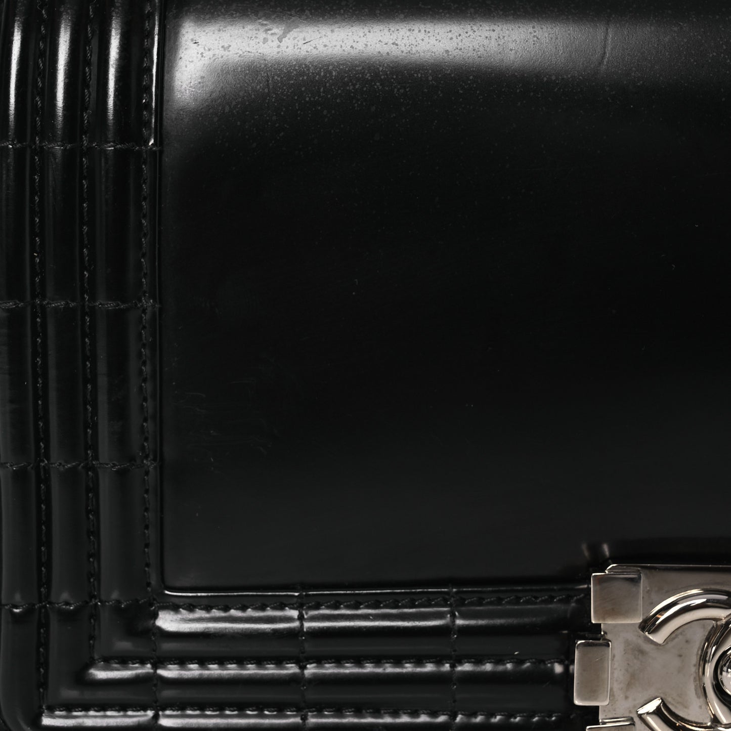 Glazed Calfskin Medium Boy Flap Black