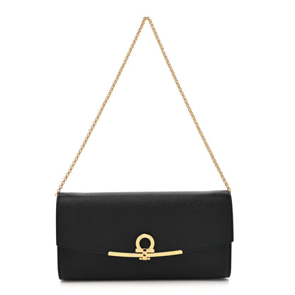 Salvatore Ferragamo Hammered Calfskin Mini Gancini Icona Bag Black 1 of 11