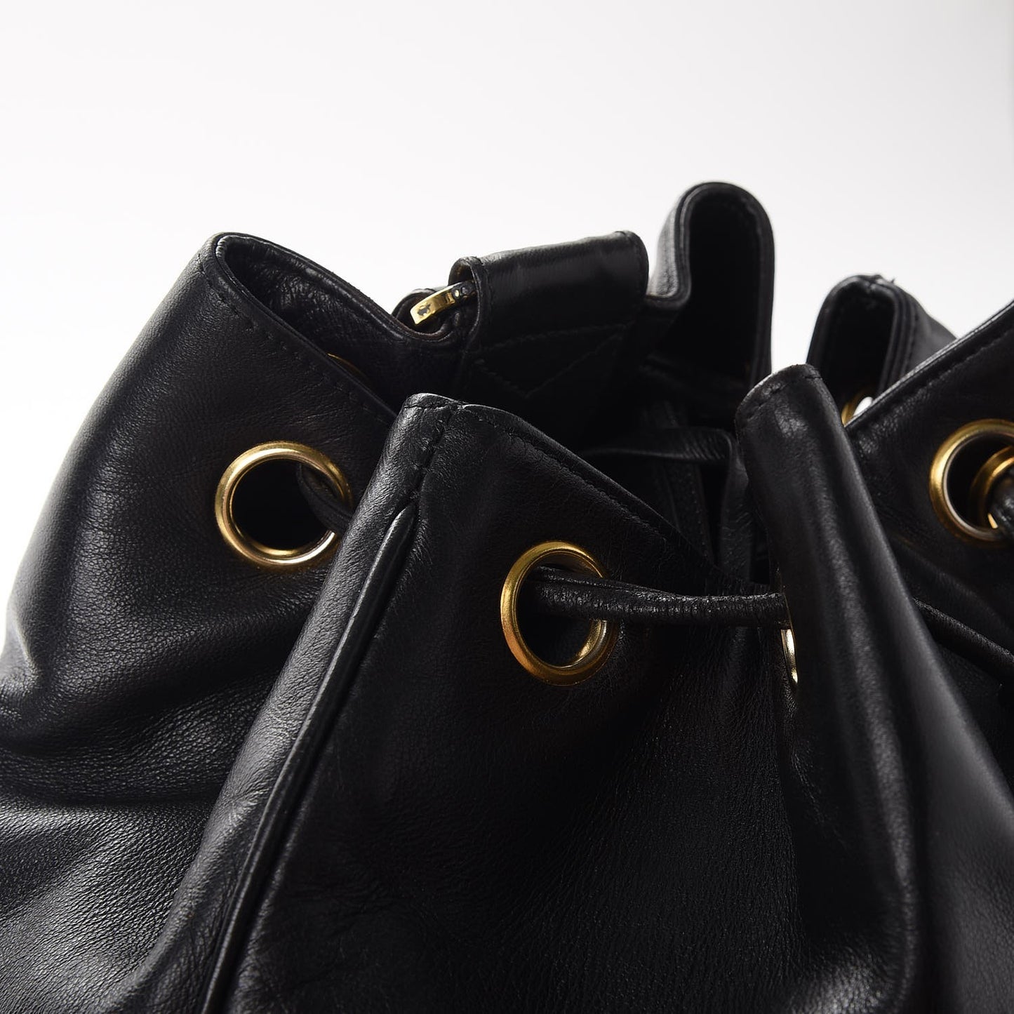 Lambskin CC Drawstring Backpack Black