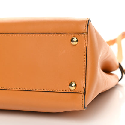 Fendi Vitello Morgan Fabric Jacquard Pequin Medium Peekaboo Iconic Satchel Giallo Syrup Tobacco Black 8 of 8