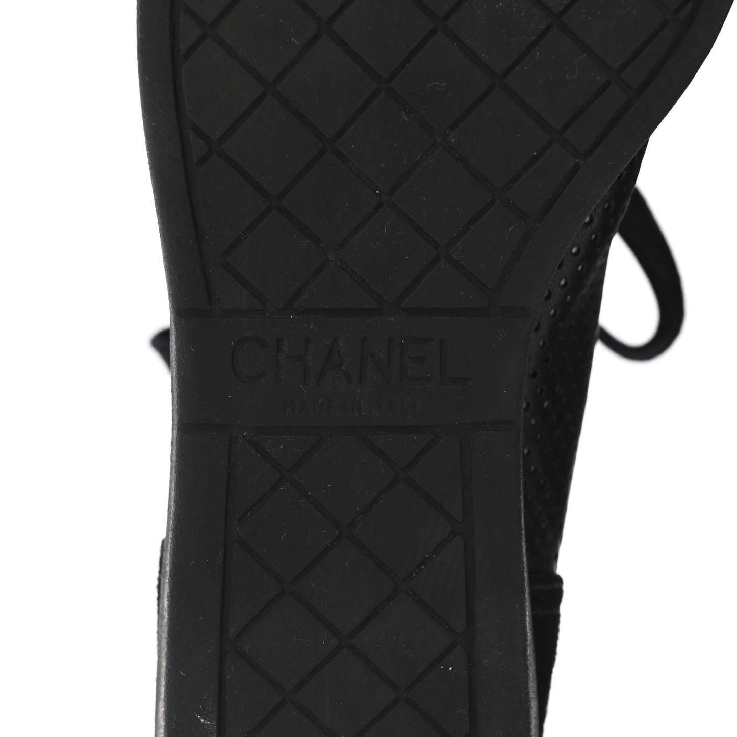 Perforated Lambskin High Top CC Sneaker Boots 36.5 Black
