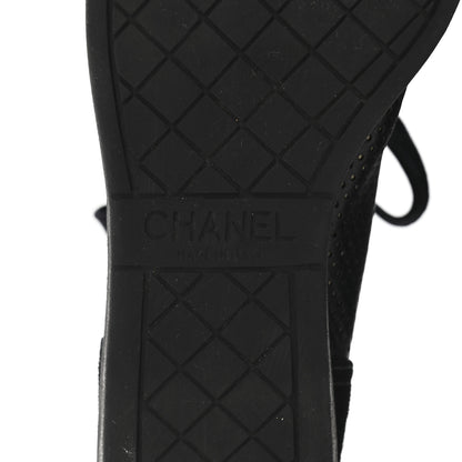 Chanel Perforated Lambskin High Top CC Sneaker Boots 36.5 Black 7 of 10
