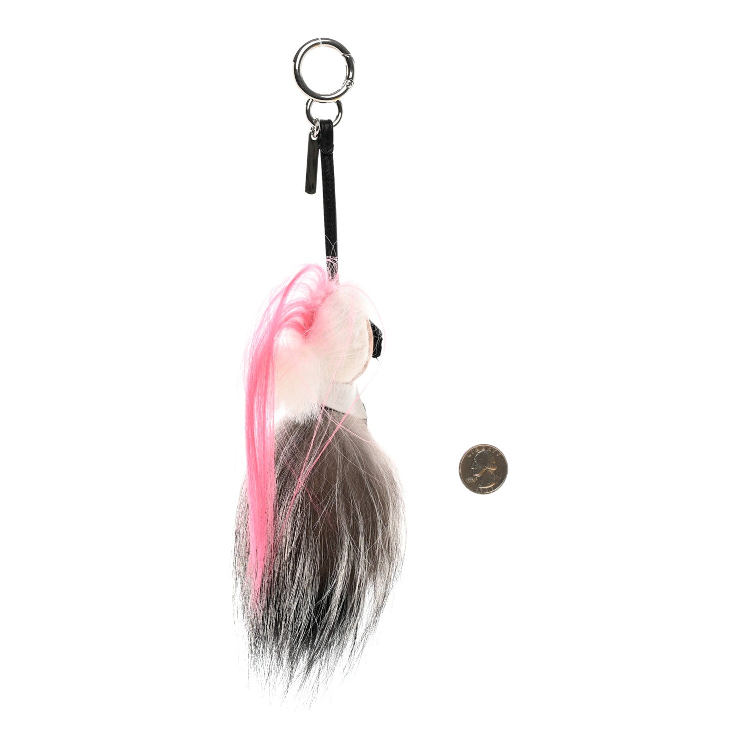 Fendi Mink Fox Goat Fur Mini Karlito Bag Charm Pink 2 of 5