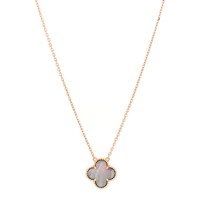 Van Cleef & Arpels 18K Rose Gold Gray Mother of Pearl Vintage Alhambra Pendant Necklace 1 of 4