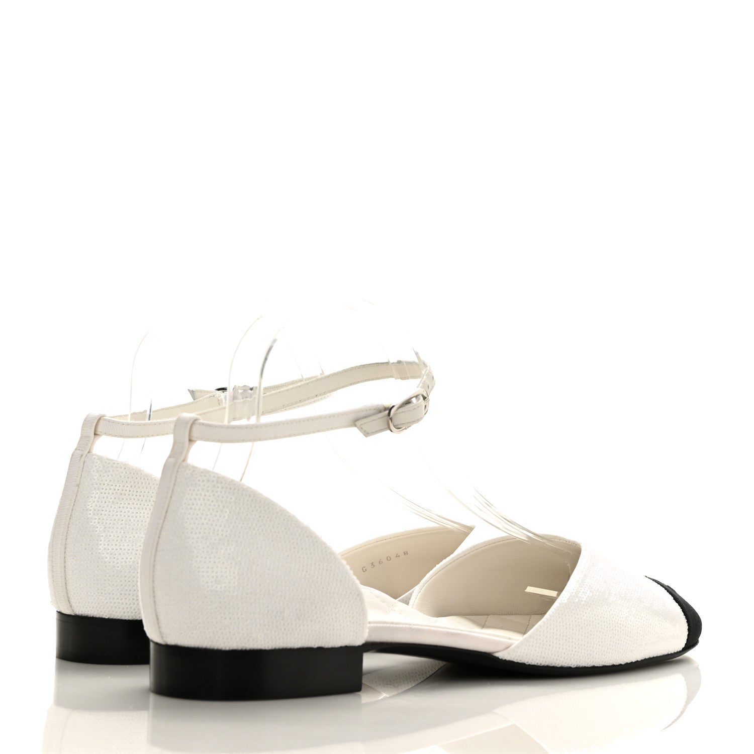Chanel Sequin Grosgrain Cap Toe CC Ankle Strap Sandals 42 White Black 4 of 9