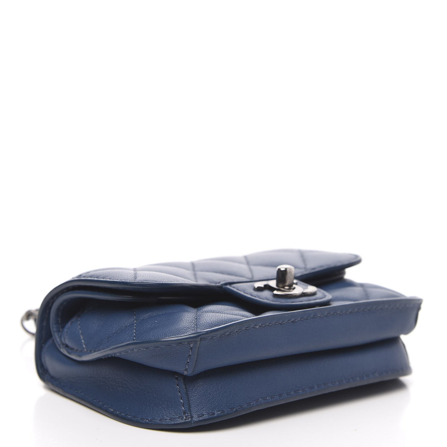 Lambskin Quilted Mini Natural CC Flap Blue
