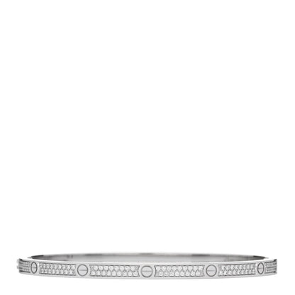 Cartier 18K White Gold Diamond Small LOVE Paved Bracelet 18 2 of 8