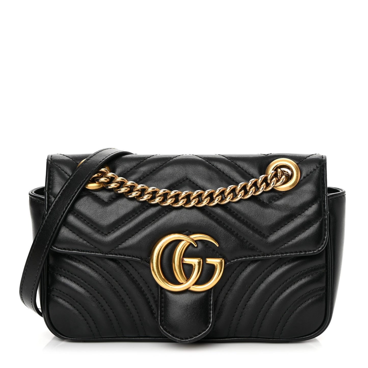Calfskin Matelasse Mini GG Marmont Shoulder Bag Black