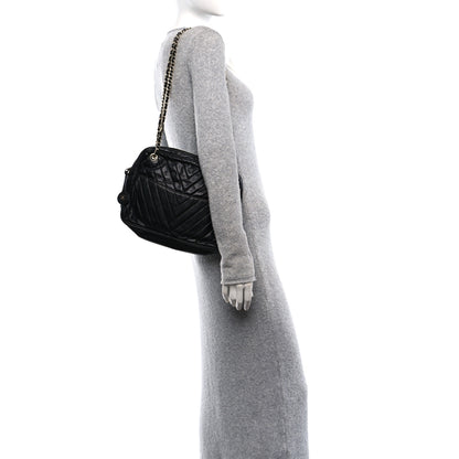 Chanel Lambskin Surpique Chevron Small Tote Black 2 of 14