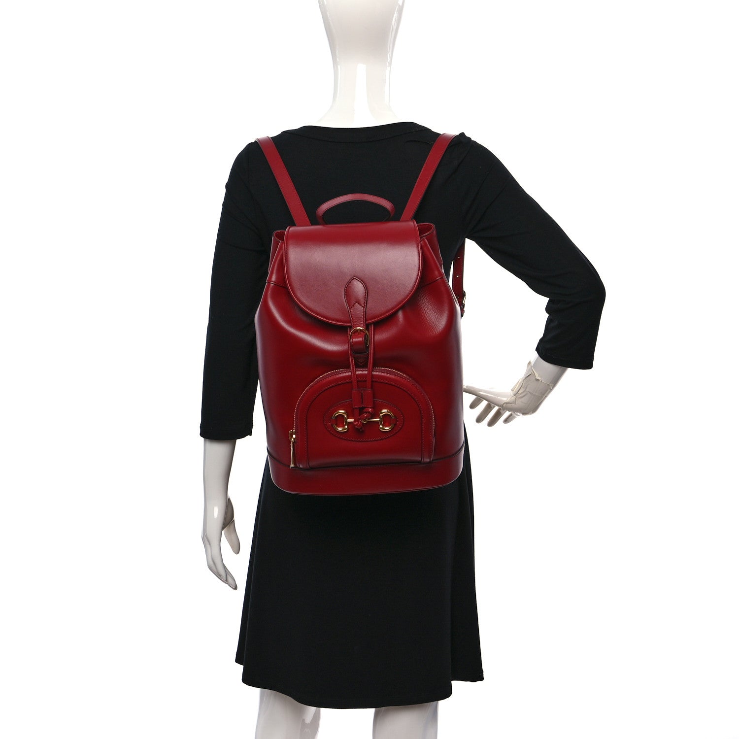 Gucci Boarded Plutone Calfskin Horsebit 1955 Single Buckle Backpack New Cherry Red 2 of 9