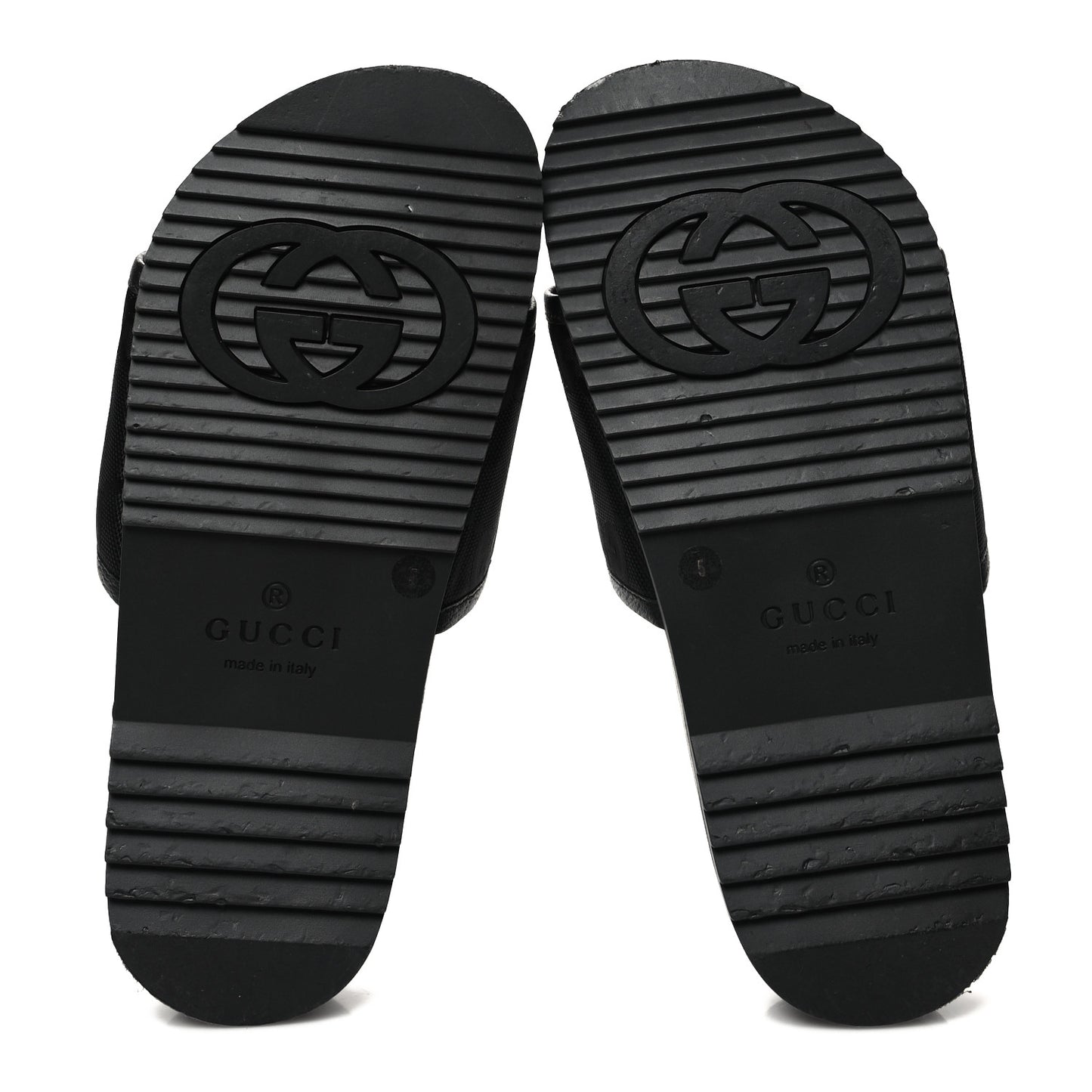 Econyl Nylon Demetra GG Monogram Mens Off the Grid Slide Sandals 5 Black