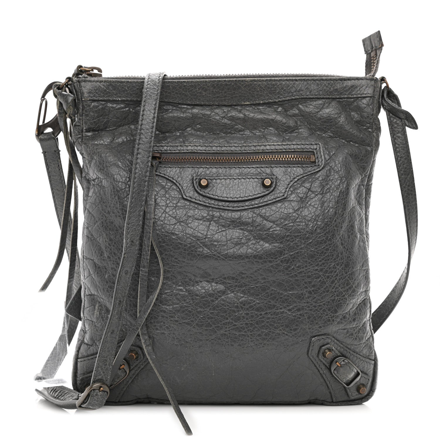 Balenciaga Agneau Classic Hardware Flat Crossbody Gris Tarmac 2 of 11