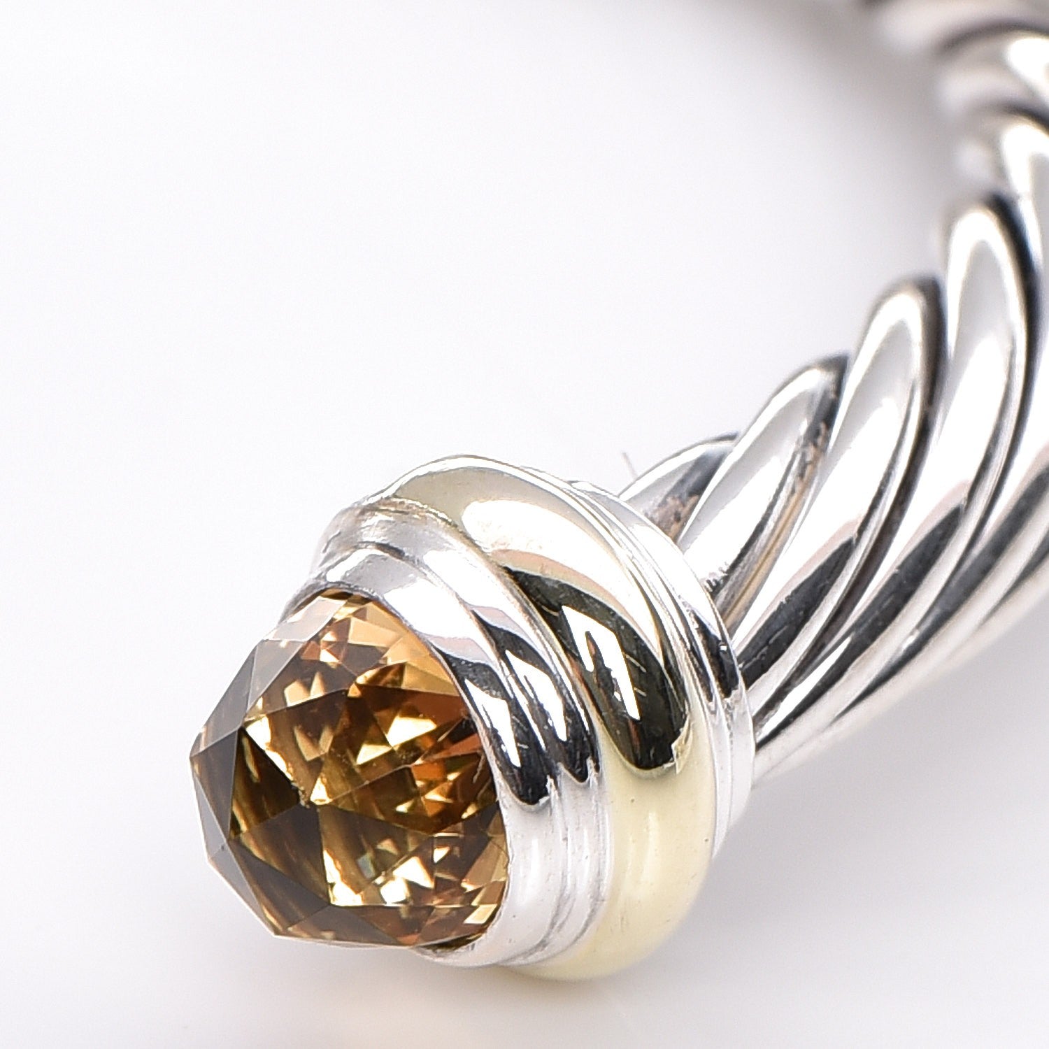 David Yurman Sterling Silver 14K Yellow Gold Citrine 7mm Cable Classics Bracelet 3 of 4
