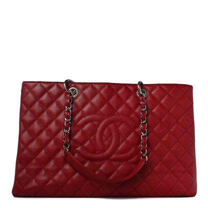 Chanel Caviar Quilted XL Grand Shopping Tote GST Red 1 of 11