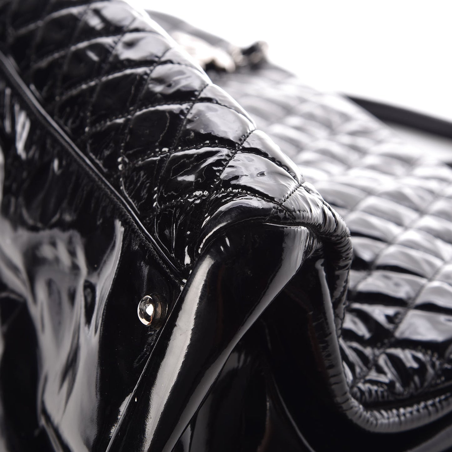 Patent Quilted Maxi Just Mademoiselle Bowling Bag Black