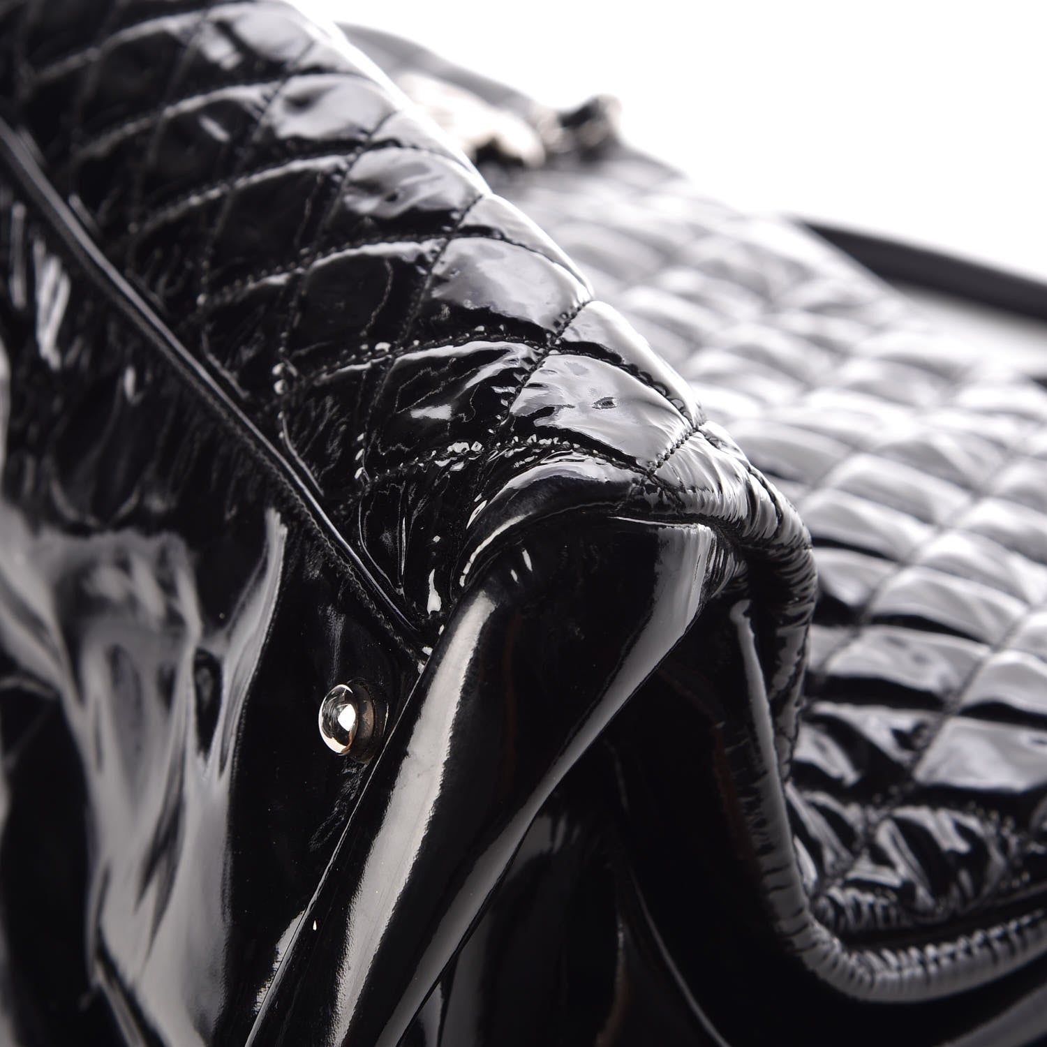 Chanel Patent Quilted Maxi Just Mademoiselle Bowling Bag Black 13 of 15