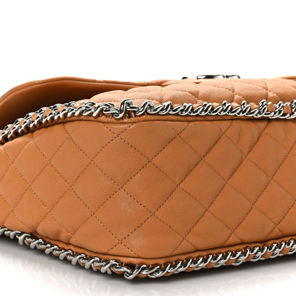 Chanel Washed Lambskin Quilted Maxi Chain Around Flap Dark Beige 8 of 9