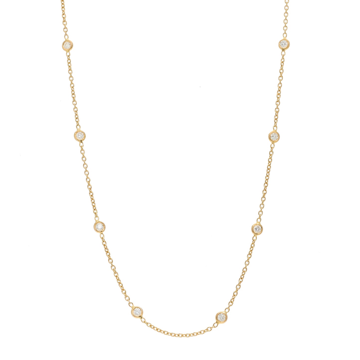 18K Yellow Gold Diamond .75ct Diamonds By The Inch Ten Station Necklace