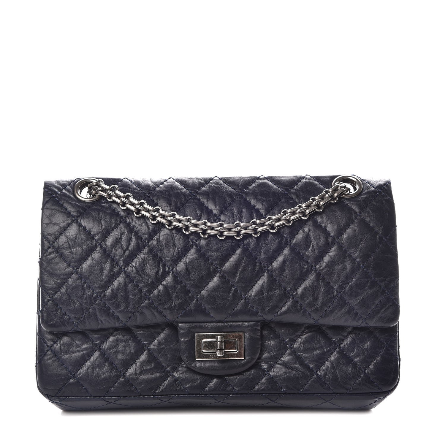 Aged Calfskin Quilted 2.55 Reissue 225 Flap Navy